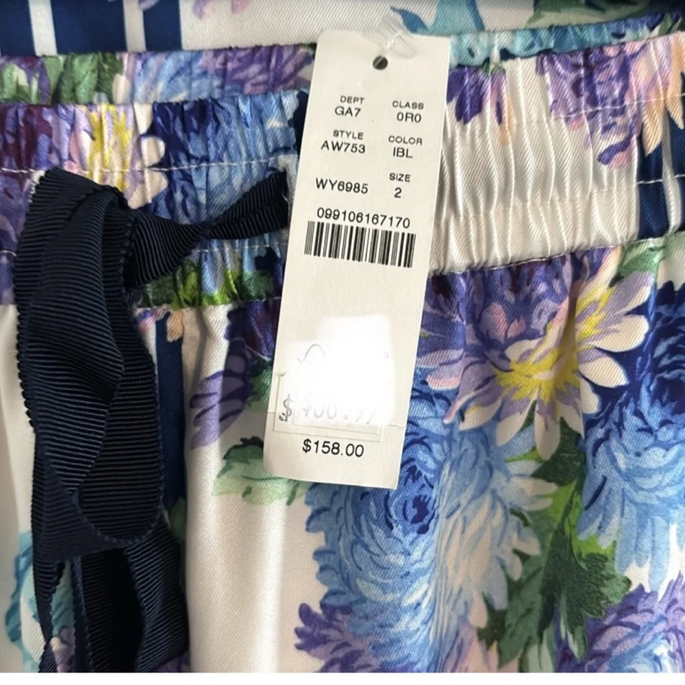 J. Crew‎ Floral Button Down Pajama Set Retail $158 - Blue, Green & Purple